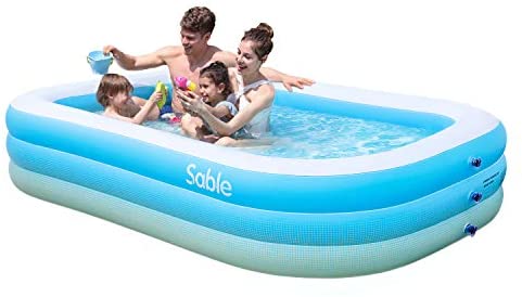 41sNbQhdcnL. AC  - Sable Inflatable Pool, Blow up Kiddie Pool for Family, Garden, Outdoor, Backyard, 92" X 56" X 20", for Ages 3+