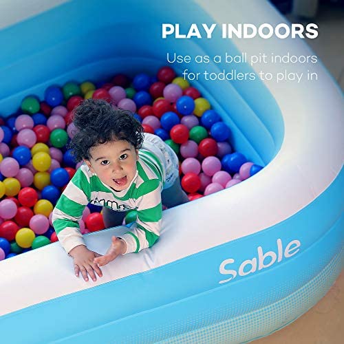 51h19mAh+FL. AC  - Sable Inflatable Pool, Blow up Kiddie Pool for Family, Garden, Outdoor, Backyard, 92" X 56" X 20", for Ages 3+