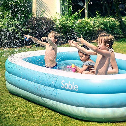61QaaNcRLnL. AC  - Sable Inflatable Pool, Blow up Kiddie Pool for Family, Garden, Outdoor, Backyard, 92" X 56" X 20", for Ages 3+