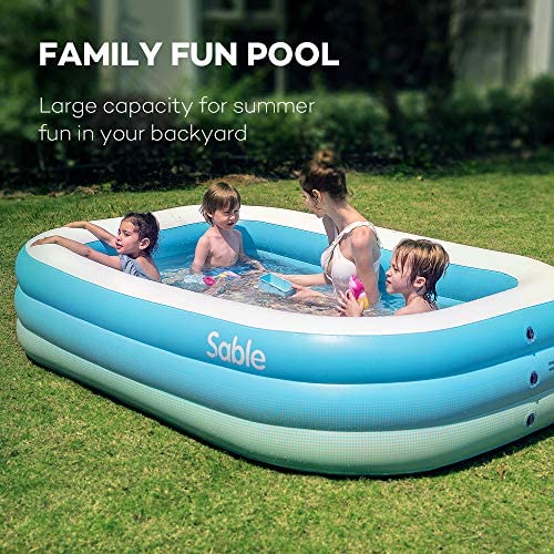 61gi0ifg+DL. AC  - Sable Inflatable Pool, Blow up Kiddie Pool for Family, Garden, Outdoor, Backyard, 92" X 56" X 20", for Ages 3+