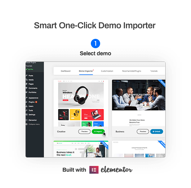 2 demo importer - Phlox Pro - Elementor MultiPurpose WordPress Theme