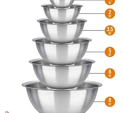 41SkcnRHs3L. AC  484x445 - mixing bowls - mixing bowl Set of 6 - stainless steel mixing bowls - Polished Mirror kitchen bowls - Set Includes ¾, 2, 3.5, 5, 6, 8 Quart - Ideal For Cooking & Serving - Easy to clean - Great gift