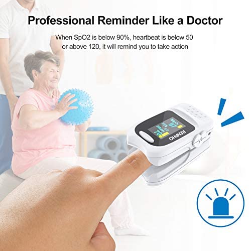 41oA6Pa 2tL. AC  - Pulse Oximeter Fingertip, RENPHO Accurate Reading Pediatric and Adult Oxygen Monitor Medical Use, Easy to Use Blood Oxygen Saturation Meter, Batteries and Lanyard, Spo2 Oximeter Portable with Alarm