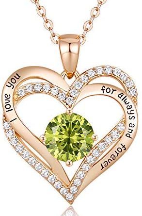 41qNbYIvhZL. AC  293x445 - CDE Forever Love Heart Necklace 925 Sterling Silver Rose Gold Plated Birthstone Pendant Necklaces for Women with 5A Cubic Zirconia Jewelry Birthday Gift