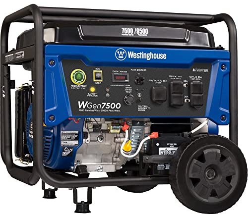 Westinghouse WGen7500 Portable Generator with Remote Electric Start – 7500 Rated Watts & 9500 Peak Watts – Gas Powered – CARB Compliant – Transfer Switch Ready