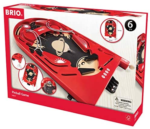 BRIO 34017 Pinball Game | A Classic Vintage, Arcade Style Tabletop Game for Kids and Adults Ages 6 and Up,Red