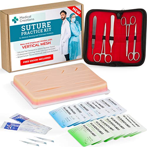 51uo+eicJrL - Suture Practice Kit by Medical Creations - with Suturing Video Series by Board-Certified Surgeon and Ebook Training Guide - Silicone Suturing Pad with Tool Kit - for any Student in the Medical Field