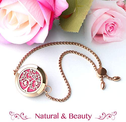 51xxf58Sw+L. AC  - Aromatherapy Essential Oil Diffuser Bracelet - ttstar Rose Gold Stainless Steel Adjustable Women Jewelry Diffuser Bracelet with 24 Refill Pads Gift Se
