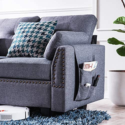 619dv+mU 9L. AC  - HONBAY Reversible Sectional Sofa Couch for Living Room L-Shape Sofa Couch 4-seat Sofas Sectional for Apartment Dark Grey