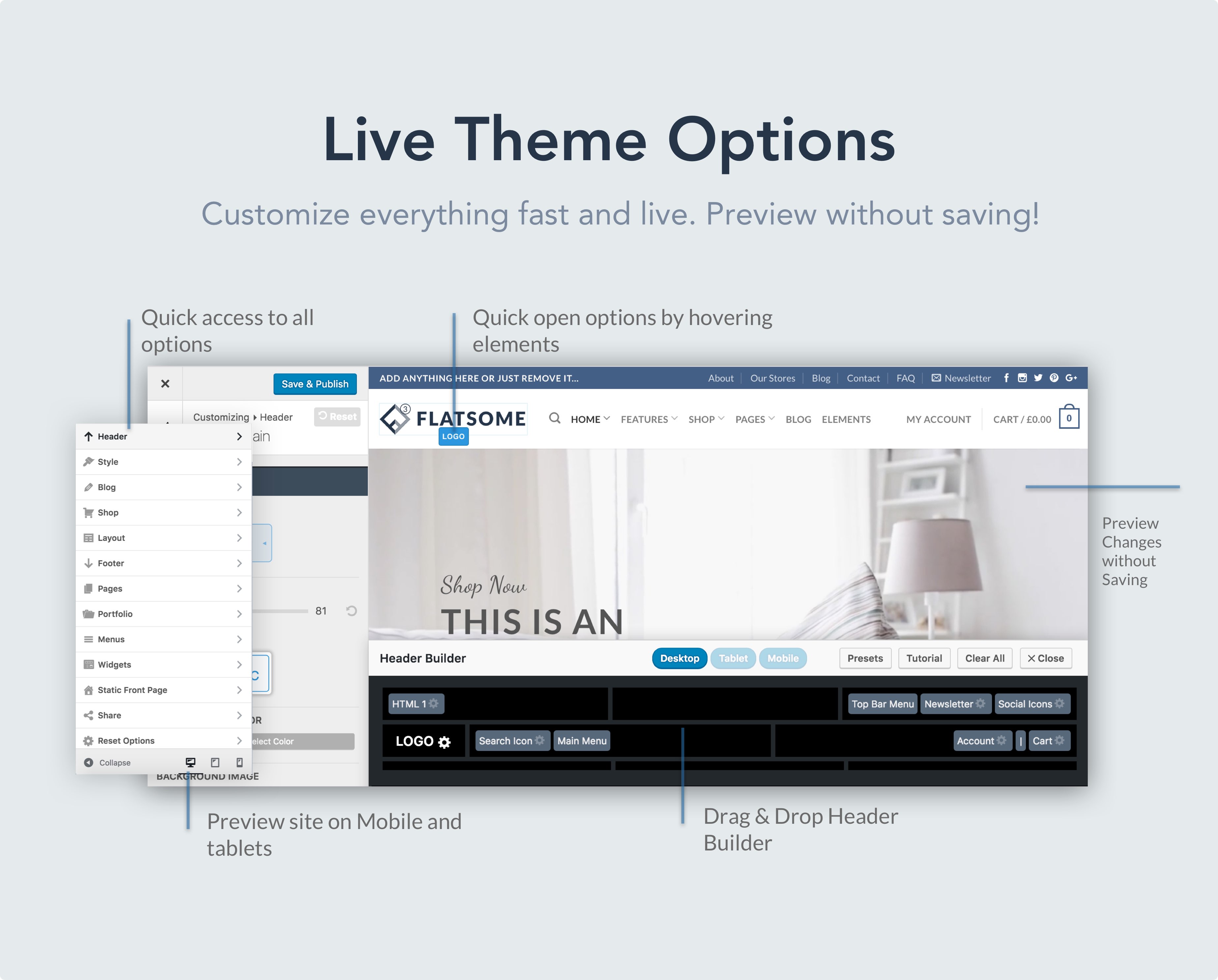 live customizer overview - Flatsome | Multi-Purpose Responsive WooCommerce Theme