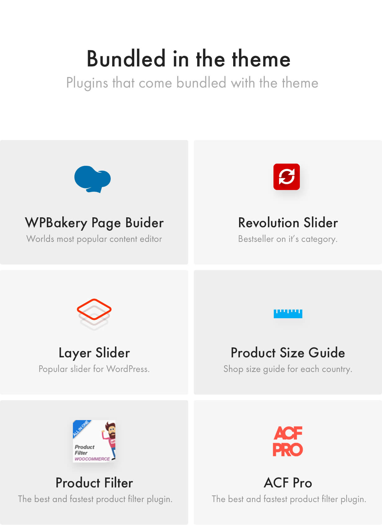 Premium Plugins included, WPBakery Page Builder, Slider Revolution, Layer Slider, Avada, Advanced Custom Fields PRO etc.