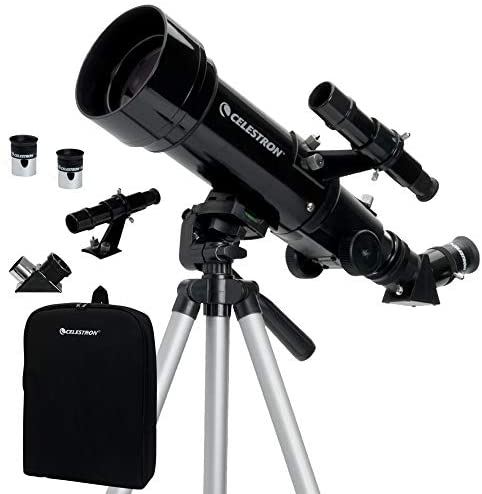 Celestron – 70mm Travel Scope – Portable Refractor Telescope – Fully-Coated Glass Optics – Ideal Telescope for Beginners – BONUS Astronomy Software Package