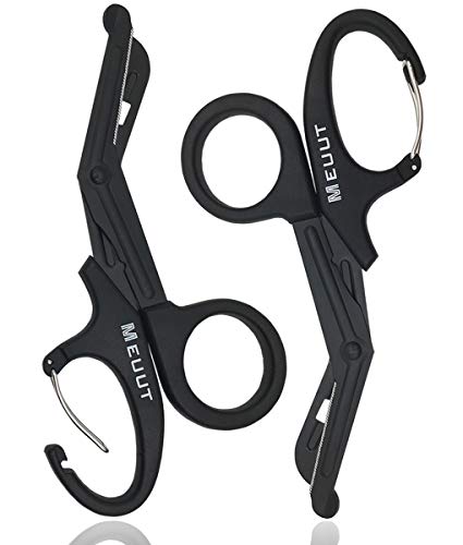 2 Pack Medical Scissors with Carabiner-7.5″ Bandage Shears, Premium Quality Fluoride-Coated with Non-Stick Blades Stainless Steel EMT Scissors