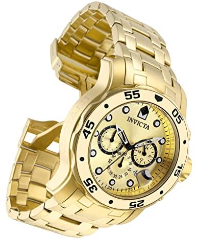 51vG7RIMEfL. AC  - Invicta Men's 0074 pro Diver Analog Japanese Quartz 18k Gold-plated Stainless Steel Watch