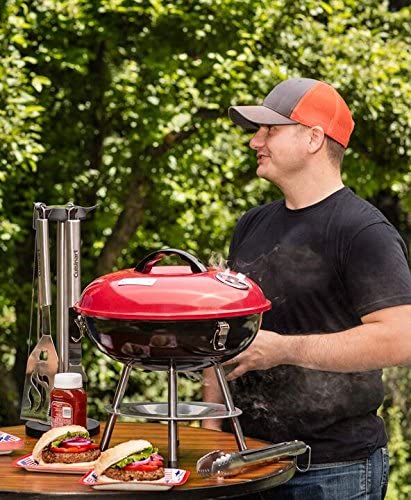 61JuRXZ1nmL. AC  - Cuisinart CCG190RB Portable Charcoal Grill, 14-Inch, Red, 14.5" x 14.5" x 15"