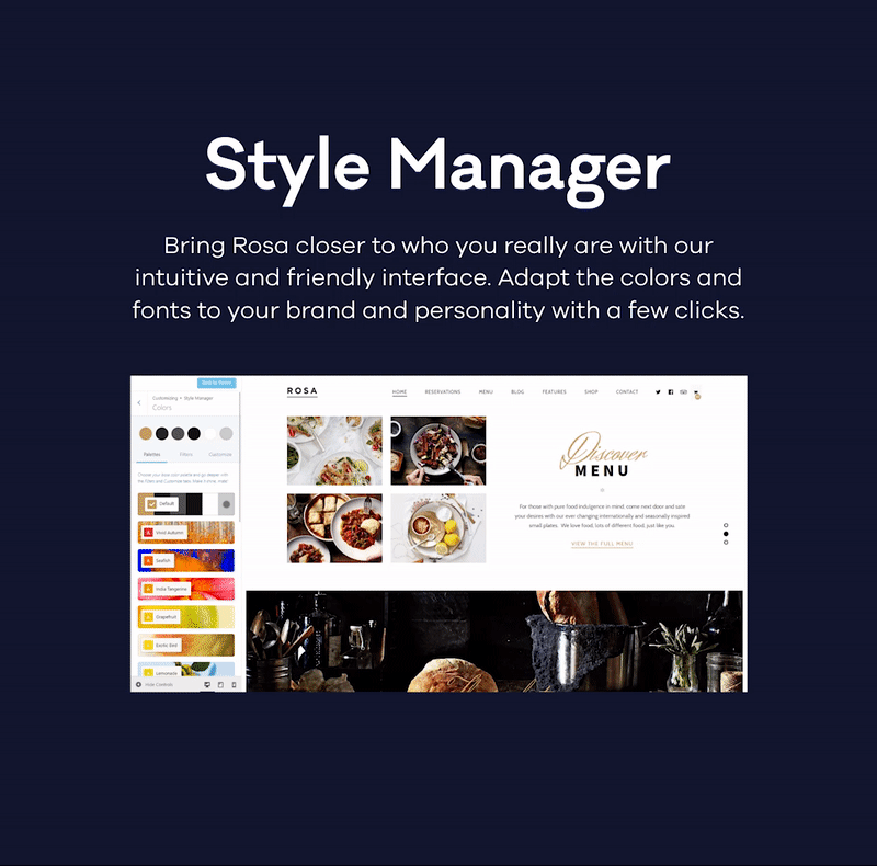 rosa style manager - ROSA 1 - An Exquisite Restaurant WordPress Theme