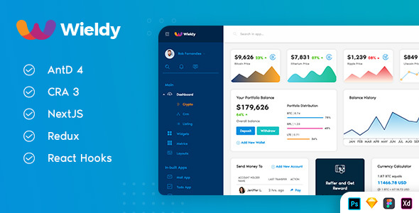 01 preview banner.  large preview - Wieldy - React Admin Template Ant Design and Redux