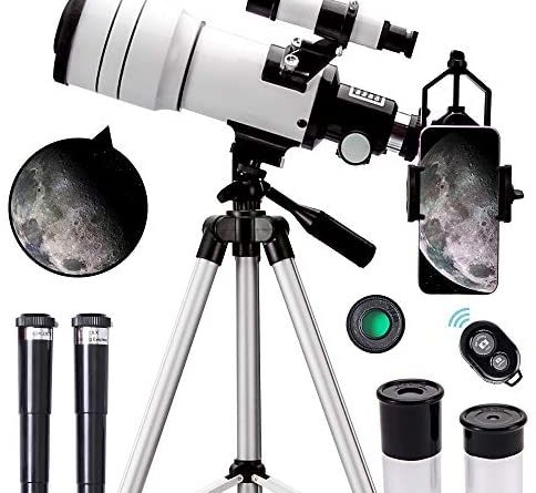1600889211 51xuVpd9VeL. AC  484x445 - ToyerBee Telescope for Kids &Adults &Beginners,70mm Aperture 300mm Astronomical Refractor Telescope(15X-150X),Portable Travel Telescope with an Adjustable Tripod,A Phone Adapter&A Wireless Remote