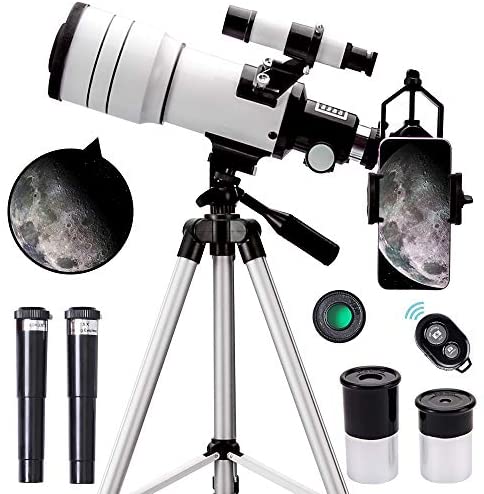 ToyerBee Telescope for Kids &Adults &Beginners,70mm Aperture 300mm Astronomical Refractor Telescope(15X-150X),Portable Travel Telescope with an Adjustable Tripod,A Phone Adapter&A Wireless Remote