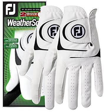 FootJoy Men’s WeatherSof Golf Gloves, Pack of 2 (White)