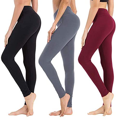 High Waisted Leggings for Women – Soft Athletic Tummy Control Pants for Running Cycling Yoga Workout – Reg & Plus Size