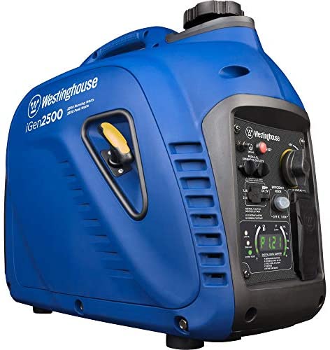 Westinghouse iGen2500 Super Quiet Portable Inverter Generator 2200 Rated & 2500 Peak Watts, Gas Powered, 19.70 x 11.22 x 17.91 inches, CARB Compliant