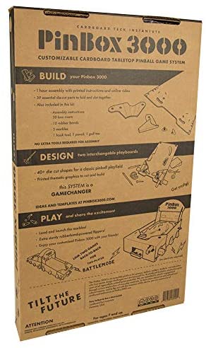 51tcnOZQ3NL. AC  - Cardboard Teck Instantute PinBox 3000 DIY Customizable Cardboard Make Your Own Pinball Machine Kit with No Tool Assembly