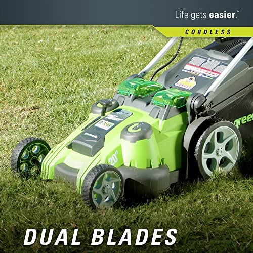 61mepi+IoqL. AC  - Greenworks 40V 20-Inch Cordless Twin Force Lawn Mower, 4Ah & 2Ah Batteries with Charger Included
