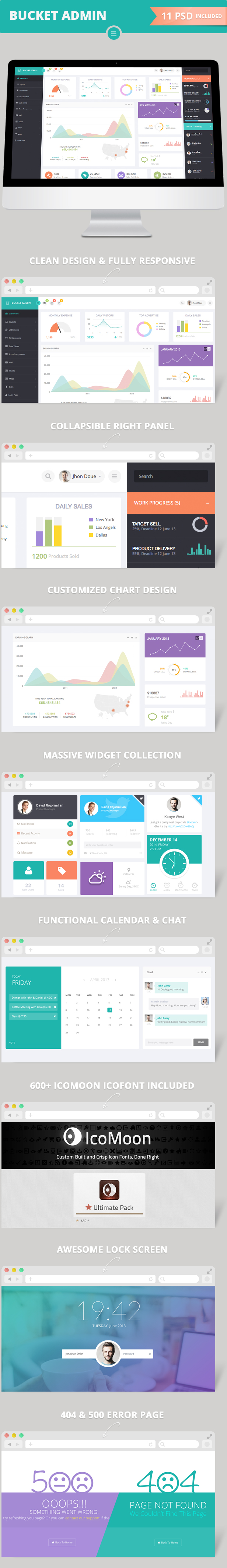 profile featuredescription by themebucket d73s68s - Bucket Admin Bootstrap 3 Responsive Flat Dashboard