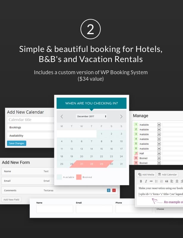 02 bellevue hotel bnb wordpress theme - Hotel + Bed and Breakfast Booking Calendar Theme | Bellevue