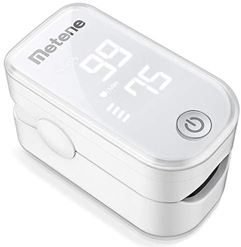 Pulse Oximeter Fingertip, Blood Oxygen Saturation Monitor with Pulse Rate and Accurate Fast Spo2 Reading Oxygen Meter, Portable Oximeter with Lanyard and Batteries (White)