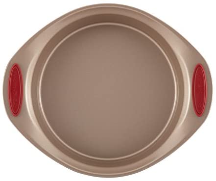 41WDov7Nt1L. AC  - Rachael Ray 52410 Cucina Nonstick Bakeware Set with Baking Pans, Baking Sheets, Cookie Sheets, Cake Pan, Muffin Pan and Bread Pan - 10 Piece, Latte Brown with Cranberry Red Grip