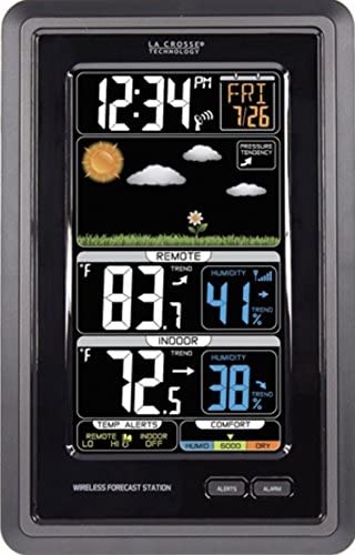 La Crosse Technology S88907 Vertical Wireless Color Forecast Station with Temperature Alerts