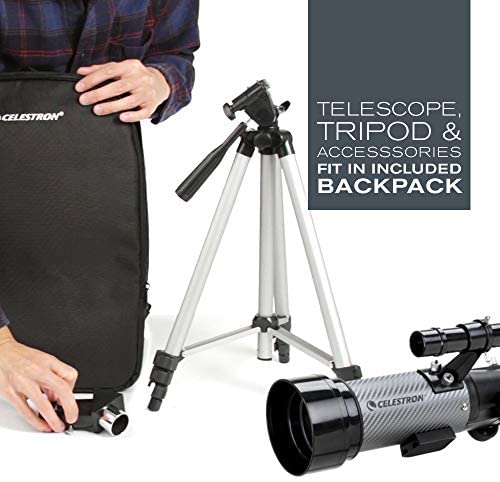 51yGQ0hYQaL. AC  - Celestron - 70mm Travel Scope DX - Portable Refractor Telescope - Fully-Coated Glass Optics - Ideal Telescope for Beginners - BONUS Astronomy Software Package - Digiscoping Smartphone Adapter
