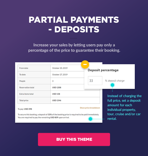 deposits - Book Your Travel - Online Booking WordPress Theme