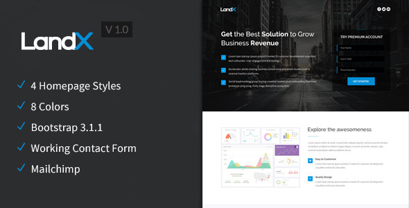 preview1.  large preview - Kane - Responsive App Landing Page + Builder