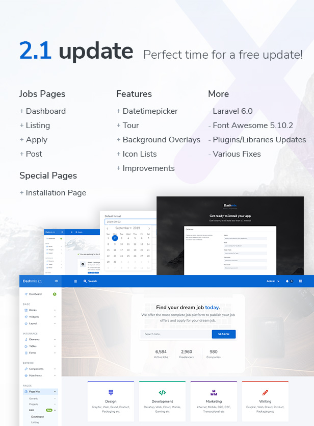 promo update 2.1 - Dashmix - Bootstrap 4 Admin Dashboard Template & Laravel 7 Starter Kit