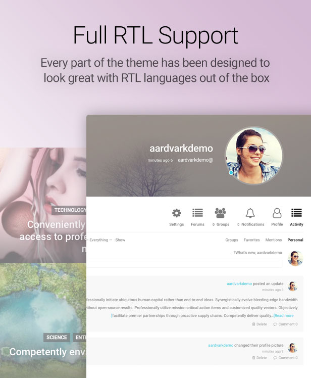 rtl - Aardvark - Community, Membership, BuddyPress Theme