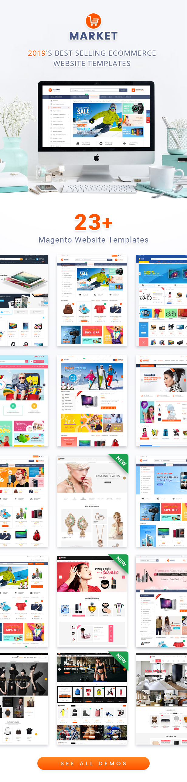 01 Intro Homepage - Market - Premium Responsive Magento 2 and 1.9 Store Theme with Mobile-Specific Layout (23 HomePages)