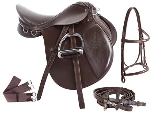 Acerugs Premium Eventing Brown Leather Show Jumping English Horse Saddle TACK Set