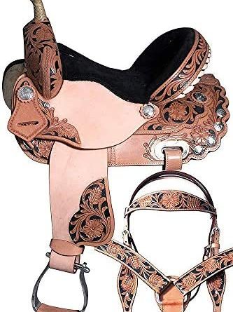 1606121574 51i6Mrvc9JL. AC  333x445 - Y&Z Enterprises Premium Leather Western Barrel Racing Horse Saddle Tack Size 14" to 18" Inches Seat Available Get Matching Leather Headstall, Breast Collar, Reins