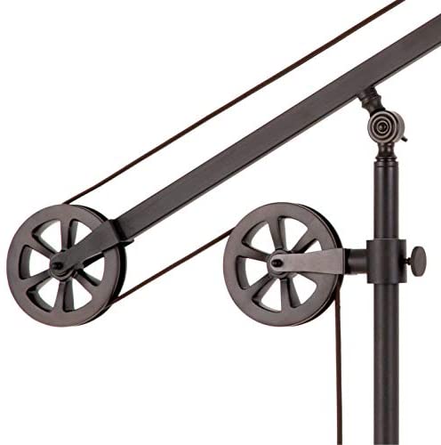 41BXb RutoL. AC  - Henn&Hart FL0022 Modern Industrial Pulley System Contemporary Blackened Bronze with Metal Shade for Living Room, Office, Study Or Bedroom Floor Lamp, One Size, Black