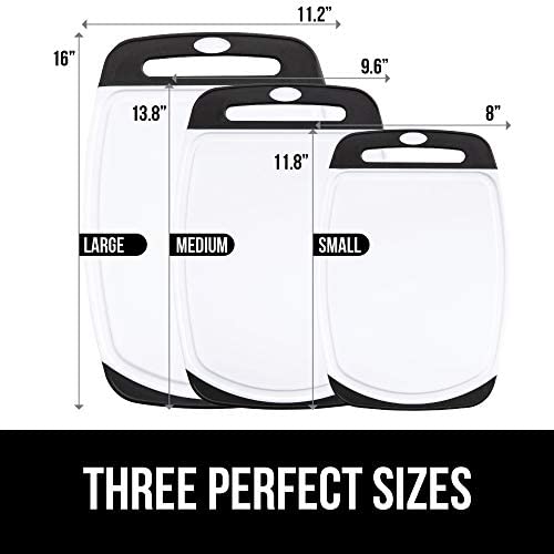 41fQyDqizaL. AC  - Gorilla Grip Original Oversized Cutting Board, 3 Piece, BPA Free, Dishwasher Safe, Juice Grooves, Larger Thicker Boards, Easy Grip Handle, Non Porous, Extra Large, Kitchen, Set of 3, Black