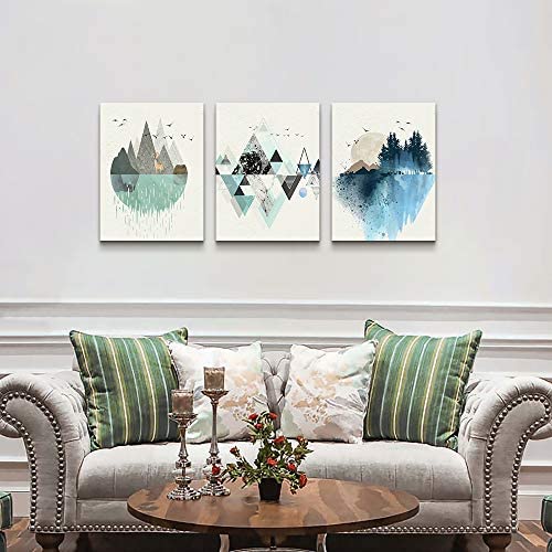 515d50l3NfL. AC  - Abstract Mountain in Daytime Canvas Prints Wall Art Paintings Abstract Geometry Wall Artworks Pictures for Living Room Bedroom Decoration, 12x16 inch/piece, 3 Panels Home bathroom Wall decor posters