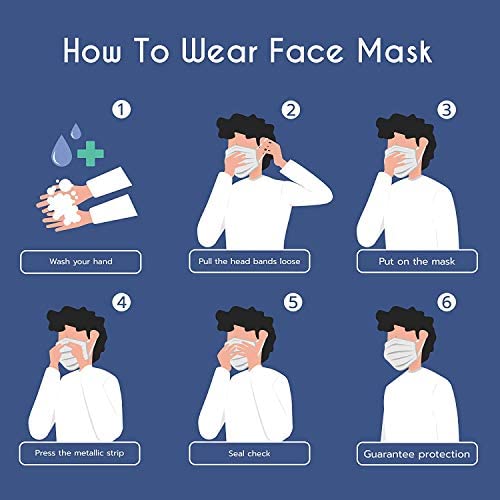 51SNQNGwv8L. AC  - Disposable Face Masks,50Pcs 3 Layer Disposable Masks Black Face Mask with Elastic Ear Loop, Face Masks Breathable Non-woven Masks, Fashion Face Covering for home, office, outdoor