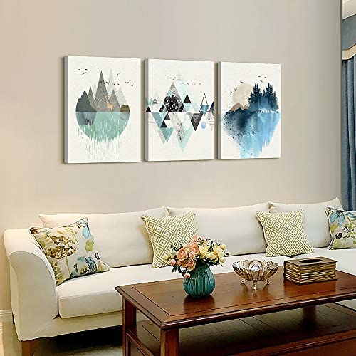 51t5LM5UAaL. AC  - Abstract Mountain in Daytime Canvas Prints Wall Art Paintings Abstract Geometry Wall Artworks Pictures for Living Room Bedroom Decoration, 12x16 inch/piece, 3 Panels Home bathroom Wall decor posters