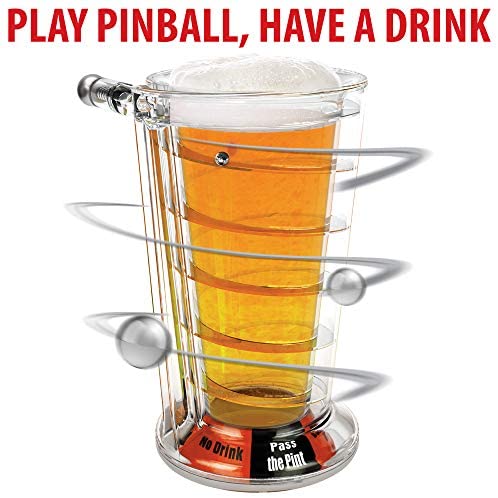 51uhTsae1FL. AC  - Barbuzzo Pinball Pint Glass - Play This Iconic Arcade Game While You Down A Pint - Always Be the Life of the Party With the Newest Drinking Game in Town