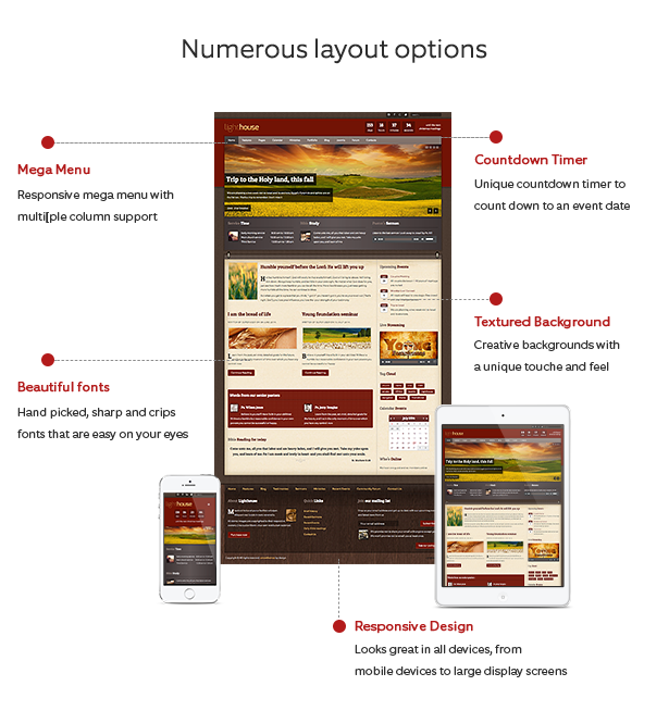lighthouse layout options - Lighthouse - Responsive Charity Church Joomla Template