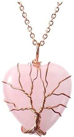1608576066 31D81raKnaL. AC  242x445 - Top Plaza Natural Healing Crystals Necklace Tree of Life Wire Wrapped Stone Heart Pendant Necklaces Reiki Quartz Jewelry for Womens Girls Ladies