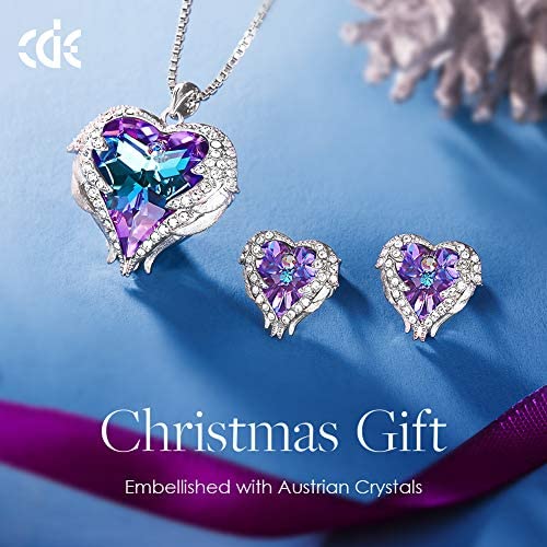 511fP05yC7L. AC  - CDE Angel Wing Love Heart Necklaces and Earrings Silver Tone/Gold Tone Jewelry Sets Birthday/Anniversary Christmas Jewelry Gifts for Women Mom/Wife/Sister/Best Friend